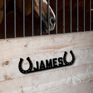 Personalized Name Horseshoe Themed Metal Sign