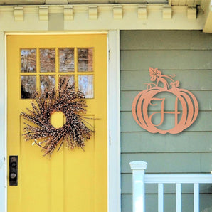 Pumpkin Themed Monogram Metal Wall Art