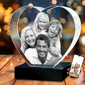 Personalized 3D Crystal Heart Engraved Picture