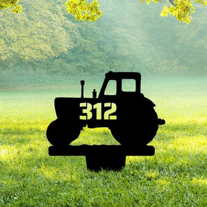 Personalized Farm Tractor Themed Address House Number Marker Lawn Stake