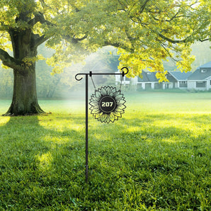 Personalized Flower Themed Address Number Marker Hanging Lawn Stake