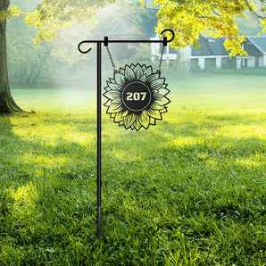 Personalized Flower Themed Address Number Marker Hanging Lawn Stake