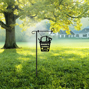 Personalized Garden Bucket Themed Marker Hanging Lawn Stake