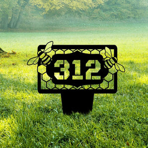 Personalized House Number Yard Stake with Bumble Bee