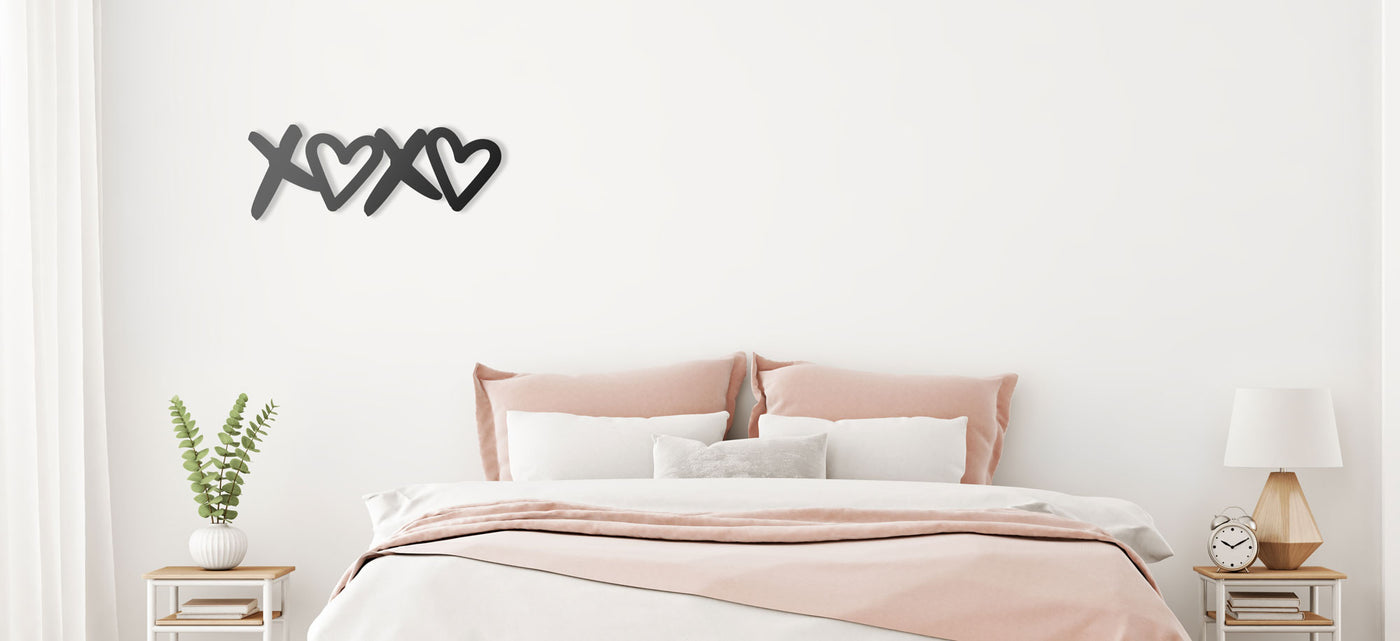 Bedroom xoxo with hearts decorative black metal sign