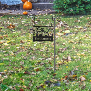 Personalized Halloween Themed Family Last Name Hanging Yard Metal Sign