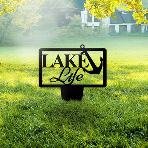 "Lake Life" Yard Stake Metal Sign