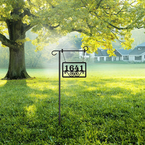 House Number Hanging Yard Metal Sign