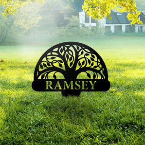 Personalized Tree of Life Yard Stake Metal Sign