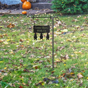 "Come Hang with Us" Halloween Bats Hanging Yard Metal Sign