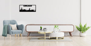 Rectangle Chicago skyline metal interior sign for home decoration