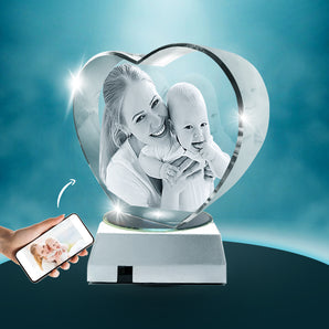 Personalized 3D Crystal Heart Engraved Picture