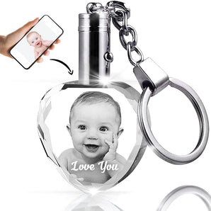 Personalized Crystal Heart Photo Keychain