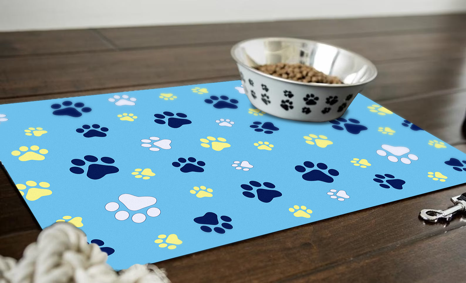 Food & Water Paw Design Pet Food Mat for Dog or Cat - Custom Floor Mat