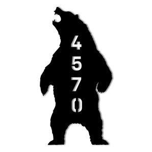 Grizzly Bear House Numbers Metal Sign