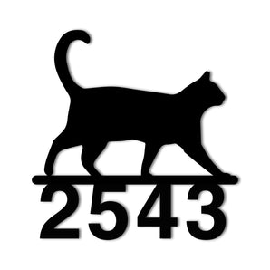 Cat Silhouette Personalized House Number Sign