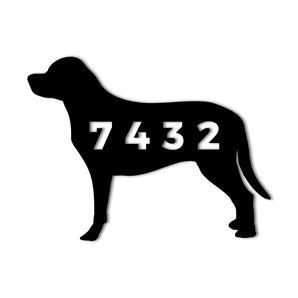 Dog with House Number Personalized Address Metal Sign