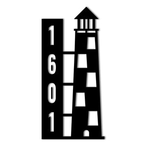 Lighthouse House Numbers Metal Sign