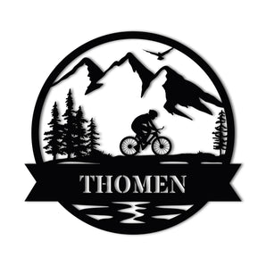 Mountain Biking Personalized Metal Wall Art