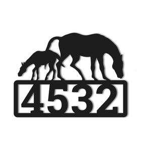 Horses House Number Metal Sign