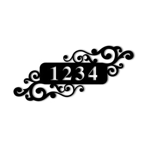 Decorative Scroll House Number Address Metal Sign