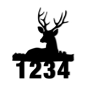 Deer Themed House Number Metal Sign