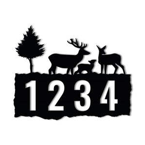 Deer/Elk Themed House Number Metal Sign