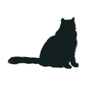 Persian Cat Breed Sitting Silhouette Metal Wall Art