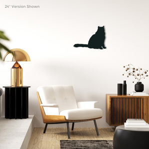 Persian Cat Breed Sitting Silhouette Metal Wall Art