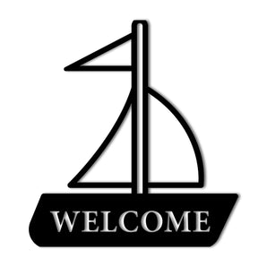 "Welcome" Sailboat Metal Wall Art