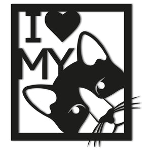 "I Love My Cat" Metal Wall Art