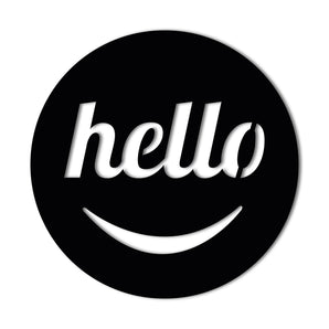 "Hello" Round Smile Metal Wall Art