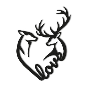 "Love" Deer in Heart Metal Wall Art