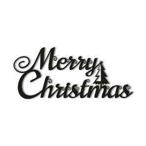 "Merry Christmas" with Tree Metal Wall Art