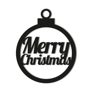 "Merry Christmas" Ornament Themed Metal Wall Art