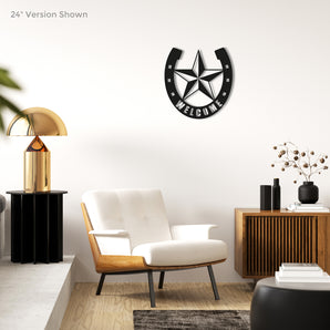 "Welcome" Horseshoe Texas Lone Star Metal Wall Art