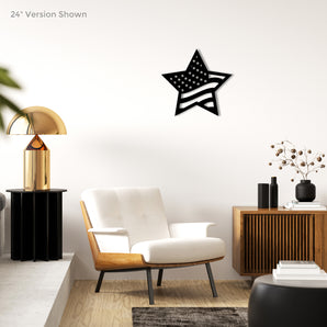 USA American Flag in Star Metal Wall Art