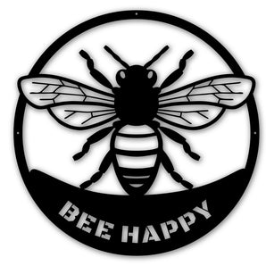 "Be Happy" Bumble Bee Metal Wall Art