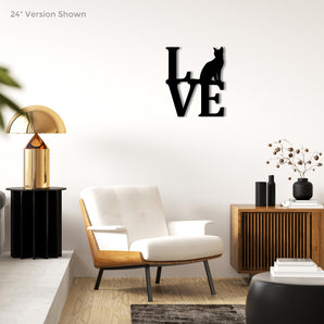 Love Cat Silhouette Metal Wall Art