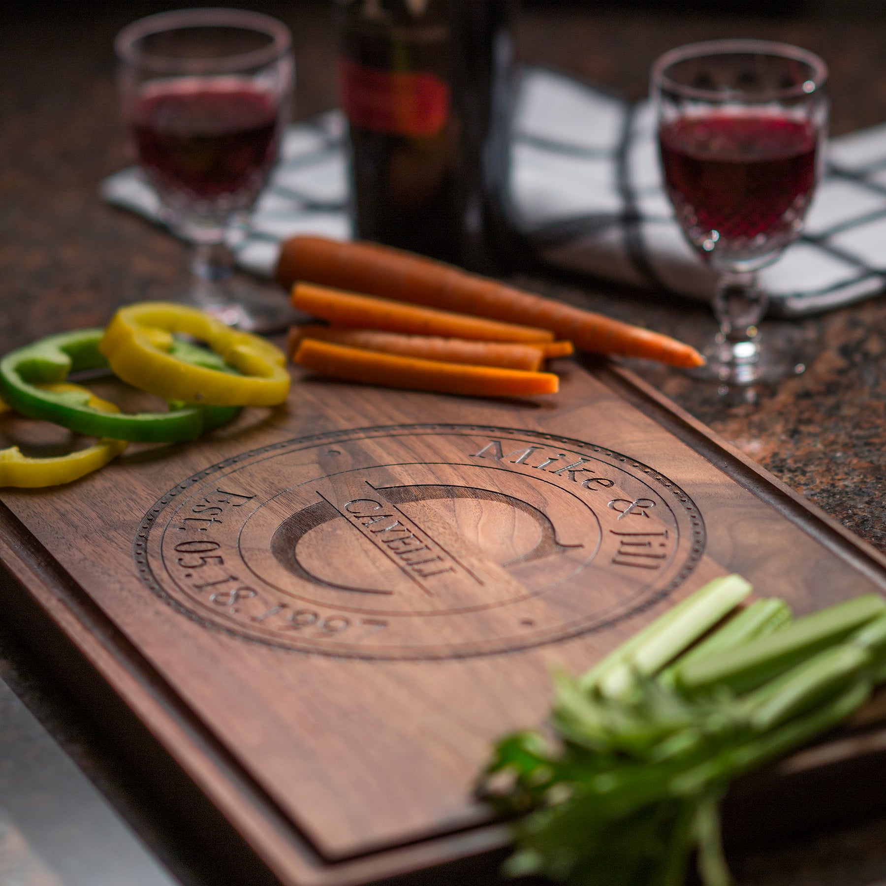 Personalized Cutting Board, Custom Charcuterie Board - monogram metal shop