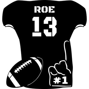 Personalized Metal Football Jersey Sign with #1 Foam Finger