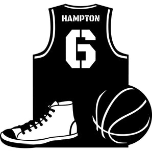 Personalized Metal Basketball Jersey Sign with Shoe